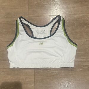 Vintage New Balance White Racerback Bra with Green Trim
